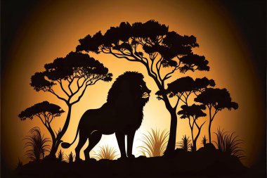 Aslan silueti sanat çizimi tasarım grafiği