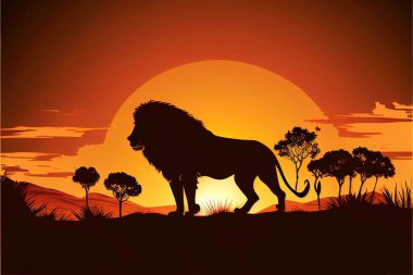 Aslan silueti sanat çizimi tasarım grafiği