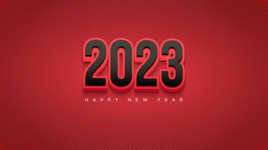 happy new year 2023 with black numbers wrapped in red