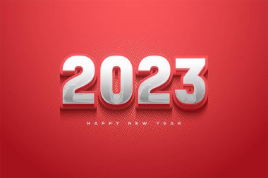 Yeni yıl tebrik kartı tasarımı fikri. Mutlu yıllar 2023.