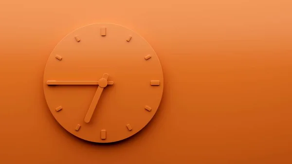 ミニマリストオレンジクロック6時45分クロック4分の7抽象ミニマリストの壁時計 3Dイラスト — ストック写真