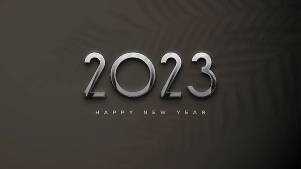 Μοντέρνο Και Μοναδικό Χαρούμενο Νέο Έτος 2023 Λαμπερό Ασημί Χρώμα — Φωτογραφία Αρχείου