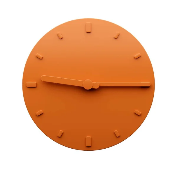 9時15分9時15分を示すミニマリズムオレンジの壁の時計の3Dレンダリングイラスト — ストック写真