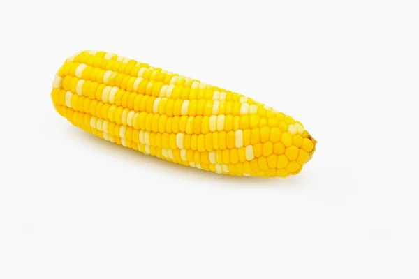 Closeup Cooked Corn Isolated White Background — Stock Photo, Image