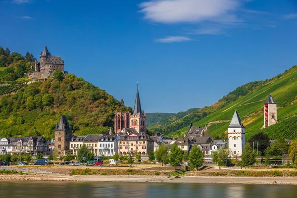 View Historic Stahleck Castle Surrounding Mountains Rhine Valley Germany — Stock Photo, Image