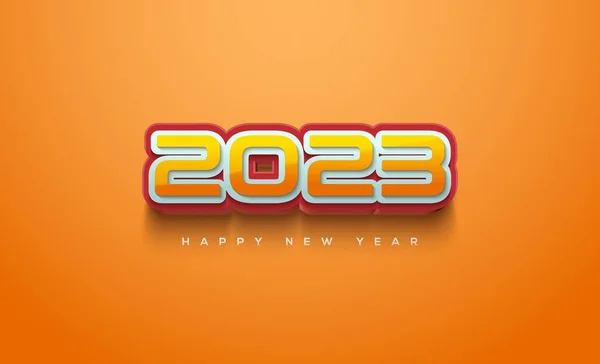 オレンジと赤の色で現代的で大胆な幸せな新年2023 — ストック写真