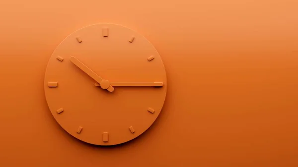 Rendered Illustration Minimalistic Orange Wall Clock Showing Ten Fifteen Clock — Stock Photo, Image