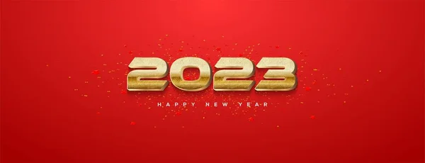 Nuevo Año 2023 Números Dorados Sobre Fondo Rojo —  Fotos de Stock