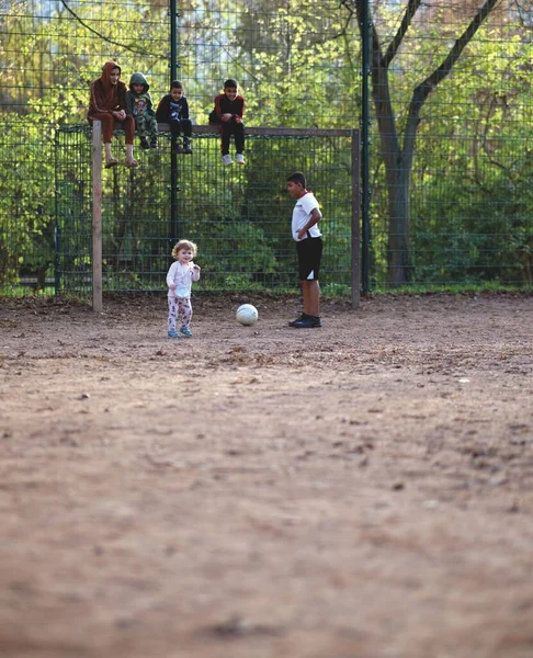 Small Group Children Play Soccer Halle Der Saale Saxony Anhalt — Stock Photo, Image