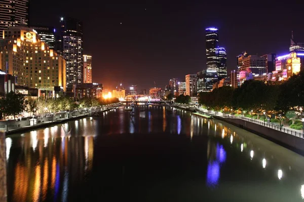 Vacker Utsikt Över Yarra Floden Natten — Stockfoto