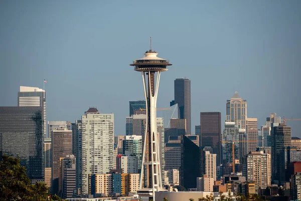 Eine Schöne Aufnahme Der Historischen Skyline Von Seattle Über Dem — Stockfoto