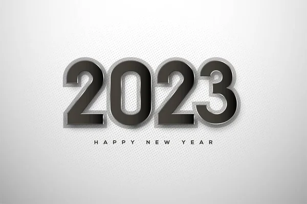 2023 Happy New Year Illustration Black Numbers Isolated Silver Background — Stock Photo, Image