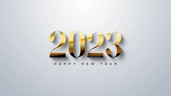 Happy New Year 2023 Shiny Luxury Gold Classic Numbers — Stock Photo, Image