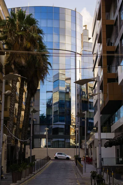 stock image A vertical urban shot of the modern Aragon House Business Centre in St. Julian's, Malta