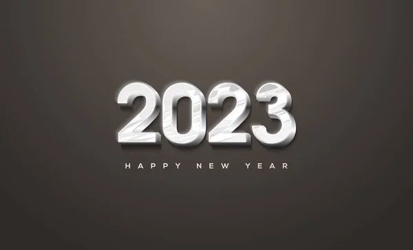 Номер 2023 Счастливого Нового Года Блестящим Белым Цветом — стоковое фото