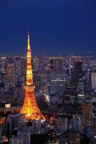 Eine Vertikale Aufnahme Des Tokyo Tower Den Spezialabteilungen Von Tokio — Stockfoto