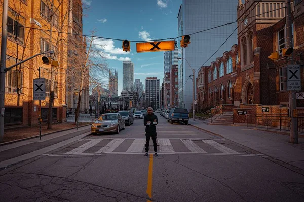 Homem Nas Ruas Toronto Canadá — Fotografia de Stock