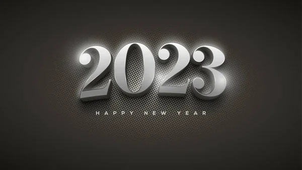 Happy New Year Classic Curved Silver Numbers — Stockfoto