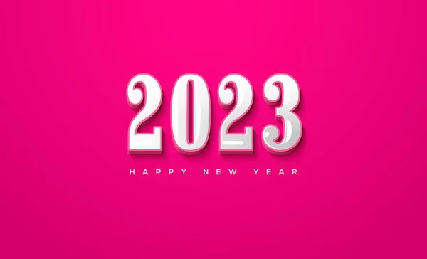 New Year Themed Wallpaper Shiny White 2023 Bright Pink Background — Stock Photo, Image