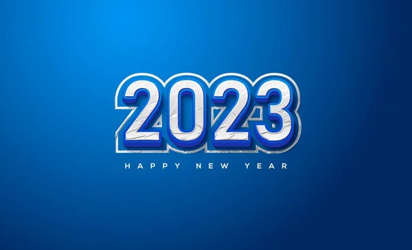 New Year Themed Wallpaper Shiny Silver 2023 Bright Blue Background — Stock Photo, Image