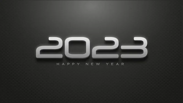 Απλή Γραμμή 2023 Ευτυχισμένο Νέο Έτος Κομψό Μαύρο Χρώμα — Φωτογραφία Αρχείου