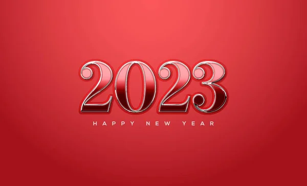Szczęśliwego Nowego Roku 2023 Czerwonym Tłem — Zdjęcie stockowe