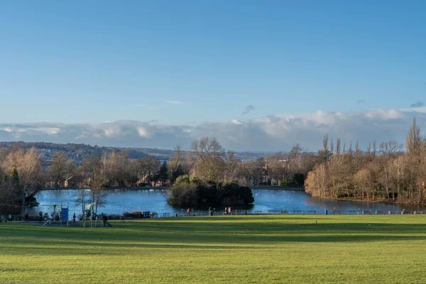 Θέα Προς Λίμνη Βαρκάδα Στο Saltwell Park Ένα Δημόσιο Πάρκο — Φωτογραφία Αρχείου