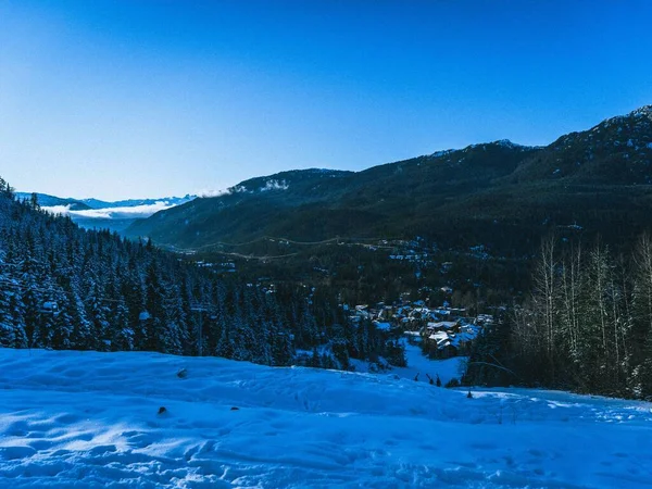 Gyönyörű Kilátás Hegyekre Télen Whistler Brit Columbia Kanada — Stock Fotó