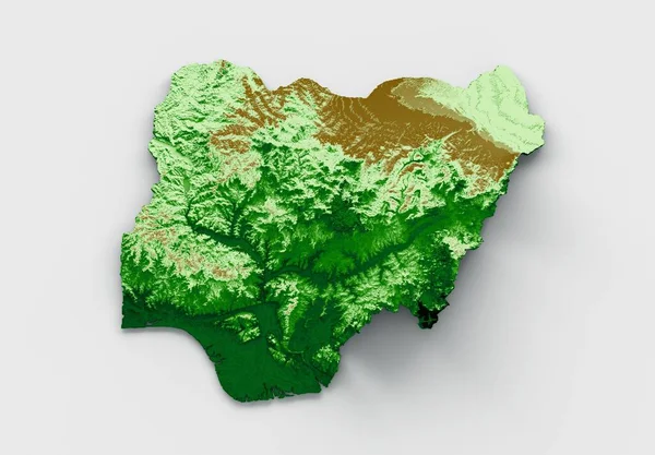 Illustrated Green Design Map Nigeria White Background — Stock Photo, Image