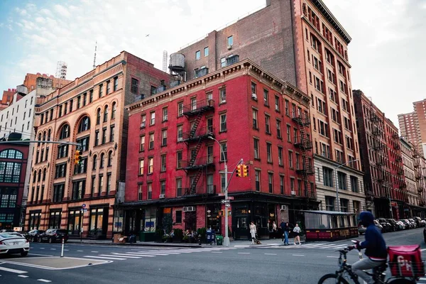 Edifícios Coloridos Tribeca Durante Pôr Sol — Fotografia de Stock