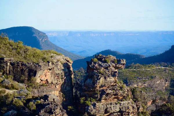 Uma Vista Cabeça Javali Mirante Cahill Katoomba Nas Montanhas Azuis — Fotografia de Stock