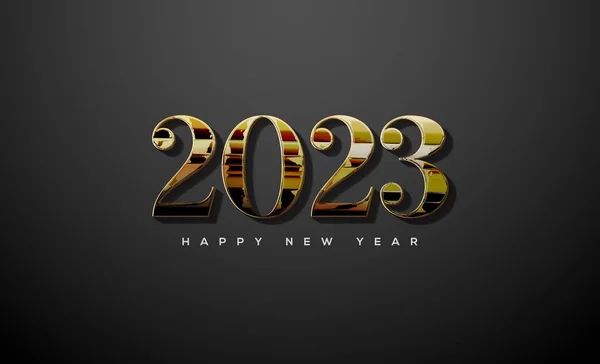 Happy New Year 2023 Square Gold Black Background — Stock Photo, Image