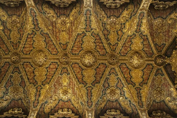 Plan Angle Bas Ancienne Mosaïque Sur Plafond Église Portugal Porto — Photo