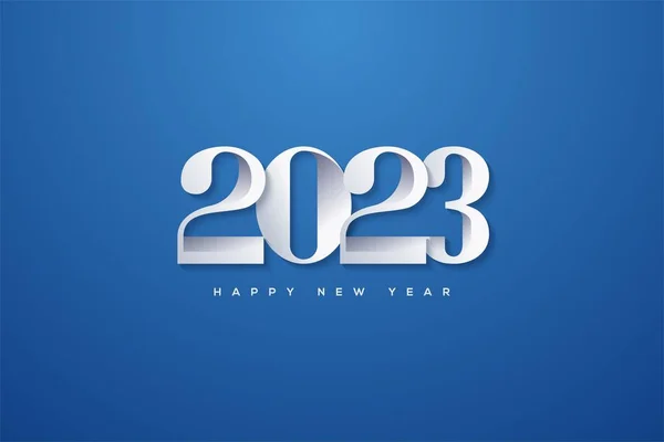 明るい青の背景に3D 2023銀数幸せな新年 — ストック写真