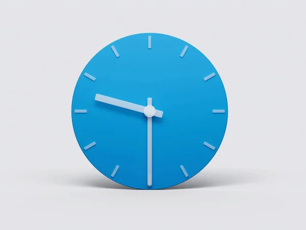 白い背景に隔離された青い時計に9時30分の3Dレンダリング — ストック写真