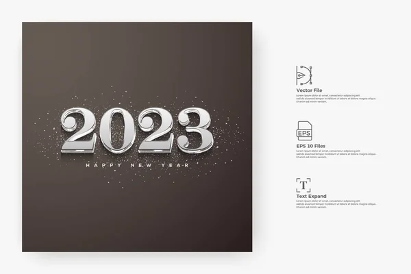 黒の背景に3Dメガネ番号と2023幸せな新年 — ストック写真