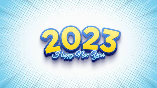Happy New Year 2023 Modern Curved Numbers — Stockfoto