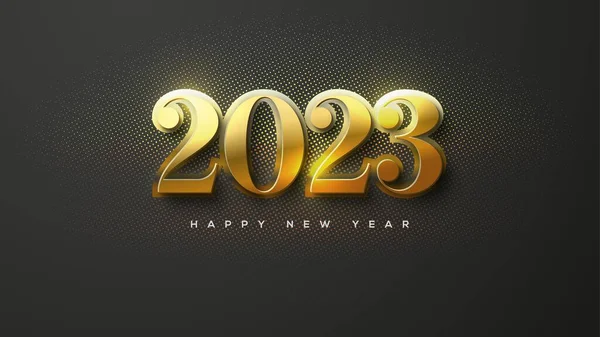 Happy New Year 2023 Luxurious Shiny Golden Color — Foto Stock