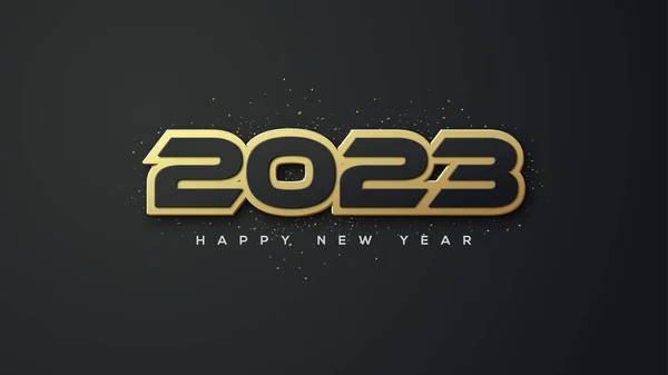 Modern Happy New Year 2023 Font Luxury Black Gold Color — ストック写真