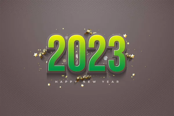 Nuevo Año 2023 Con Números Verdes Sobre Fondo Gris —  Fotos de Stock