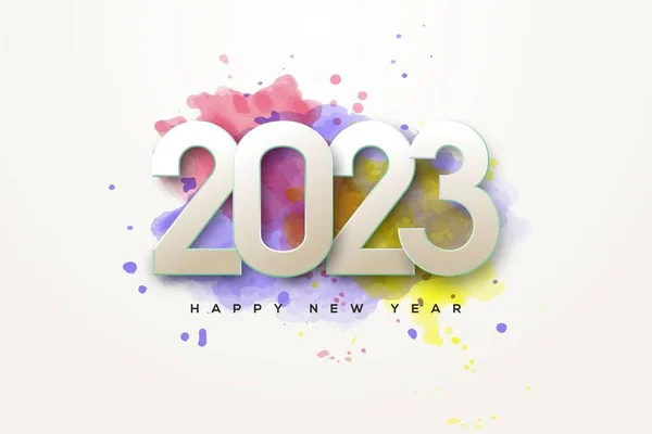 Feliz Año Nuevo 2023 Con Tema Fondo Acuarela — Foto de Stock