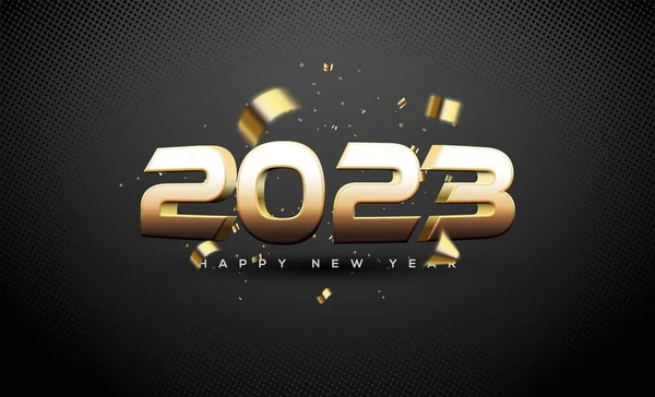 Happy New Year 2023 Shiny Luxury Gold Color — Fotografia de Stock