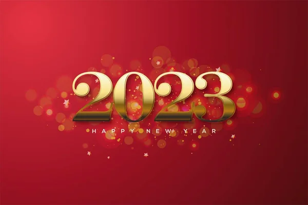 金色の数字と赤い背景に輝くクールな新年の背景のイラスト — ストック写真