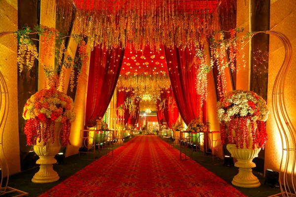 Gyönyörű Dekorációk Kulturális Program Esküvői Dekorációk Kellékek Gyertyafény — Stock Fotó