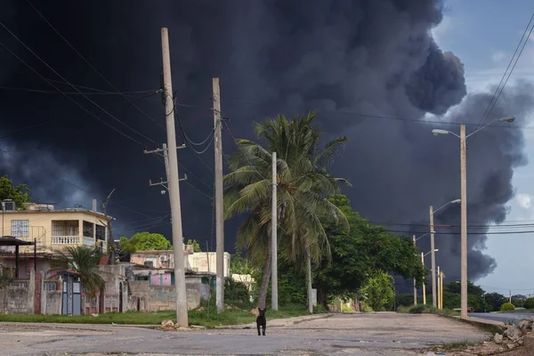Terrible Incendie Réservoirs Carburant Dans Port Matanzas Cuba — Photo