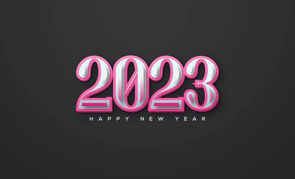 Classic Number 2023 Pink Numbers Black Background — Zdjęcie stockowe