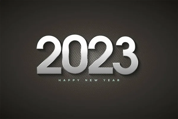 暗い背景に銀の数字が孤立した 2023 Happy New Year イラスト — ストック写真
