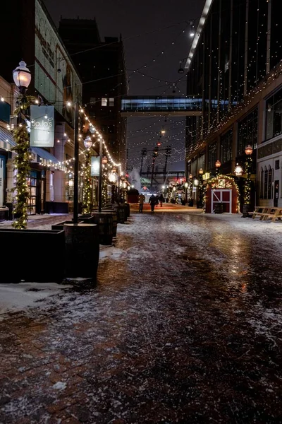Vertical Shot Downtown Street Detroit Christmas Season — Stock Photo, Image