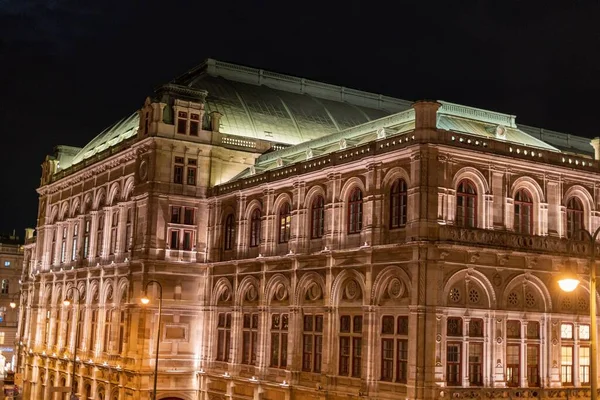 Exterior Ópera Viena Durante Una Noche — Foto de Stock