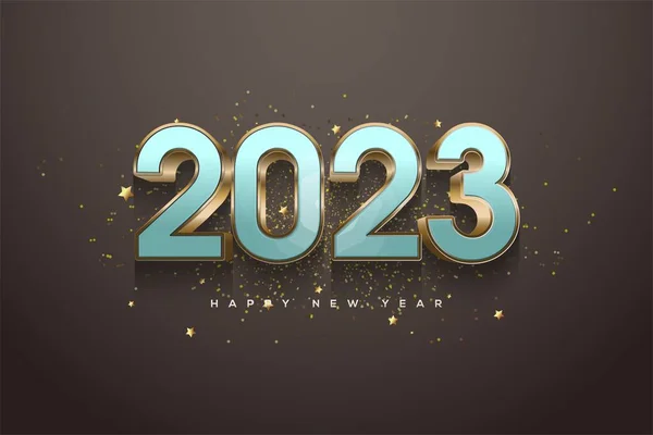 Ilustracja Szczęśliwego Nowego Roku 2023 Niebieskimi Numerami Odizolowanymi Ciemnym Tle — Zdjęcie stockowe
